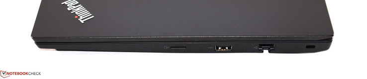 Rechts: MicroSD-Kartenslot, USB Typ A 2.0, Ethernet, Kensington-Lock