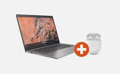 Das HP Chromebook 14b gibts derzeit günstiger als je zuvor, und das sogar mit kostenlosen TWS von Google. (Bild: HP / Google)