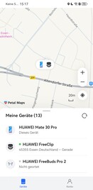 Ortung über eine Karte ist nur unter HarmonyOS/EMUI möglich.