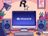 Discord-Anzeige auf einem PC-Bildschirm unterhalb des Logos von Rockstar Games (Bildquelle: Discord, Rockstar Games, bearbeitet)