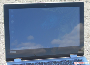 Das Yoga im Freien (fotografiert bei strahlendem Sonnenschein; die Sonne befindet sich hinter dem Gerät)