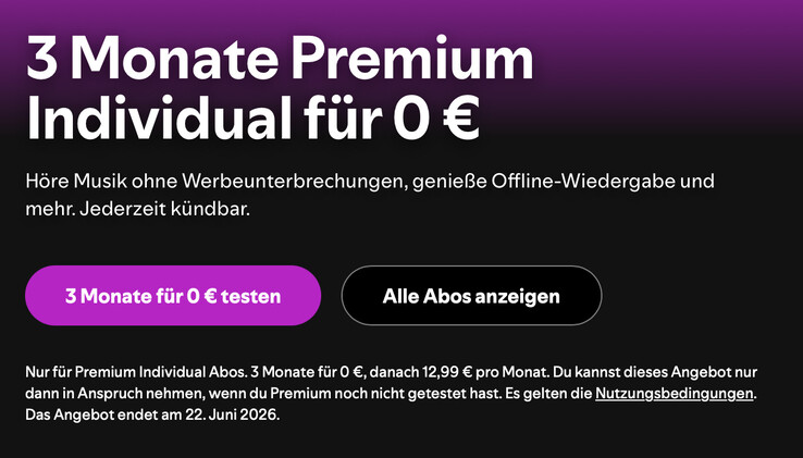 Spotify Premium: Screenshot der Werbeanzeige
