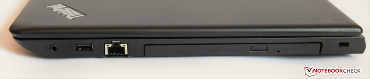 rechts: 3.5-mm-Audio, 1x USB 2.0, Ethernet, DVD-Laufwerk, Kensington-Lock