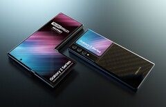 Samsung hat ein Smartphone entwickelt, bei dem nur ein Teil des Displays faltbar ist. (Bild: Concept Creator / LetsGoDigital)