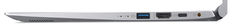 Rechte Seite: USB 3.1 Gen 1 (Typ A), HDMI, UsB 3.1 Gen 1 (Typ C), Netzanschluss