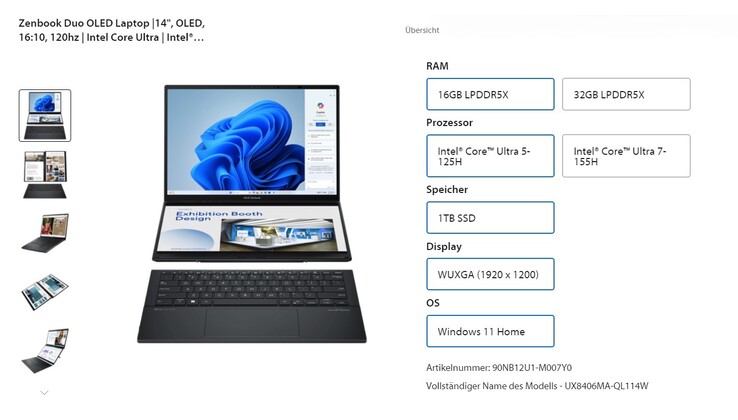 Das Asus Zenbook Duo 2024 gibt es in drei unterschiedlichen Konfigurationen.
