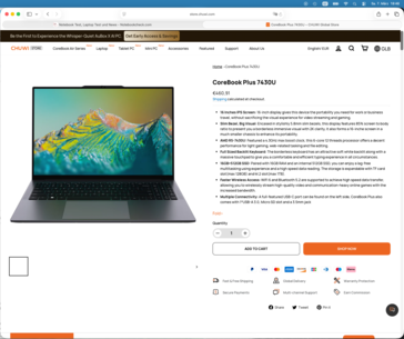 Chuwi bewirbt das CoreBook Plus aktiv mit der 7430U CPU