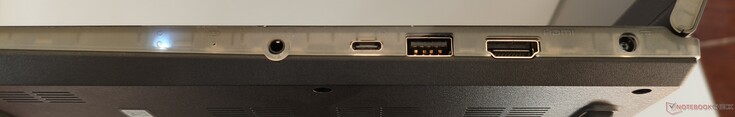 rechte Seite: Line-Out/In, USB-C 3.1 (inkl. DisplayPort & Power Delivery), USB-A 3.1, HDMI, DC-In