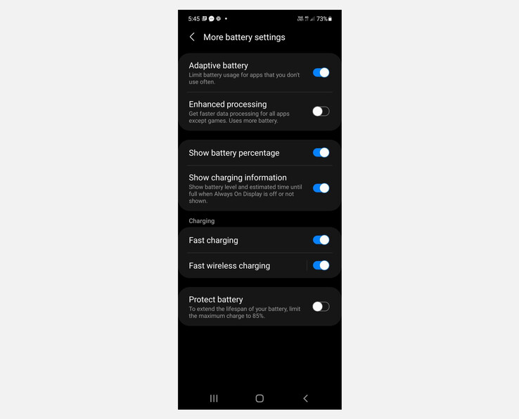 Der Akku von Samsungs aktuellen Falt-Phones wird auf Wunsch nie über 85 Prozent geladen. (Screenshot: SamMobile)