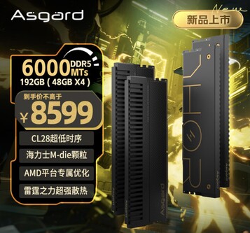 Das 192GB DDR5-6000 Kit kostet umgerechnet 970 Euro, was bei der aktuellen Preissituation tatsächlich verlockend ist (Bildquelle: JD.com)