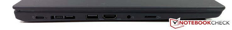 Links: USB-C (3.1 Gen.2), SideDock CS18 (USB-C (3.1 Gen.2) & Gigabit-Ethernet via Adapter), USB-A (3.1 Gen.1), HDMI 2.0, 3,5-mm-Audio, microSD-Leser