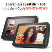 Zwei Amazon Echo Show 8 (1. Gen.) für 109,98 Euro.