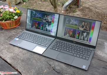 XPS 13 9305 IPS FHD (rechts, matt) versus Asus Zenbook UX325EA OLED FHD (links, spiegelnd)