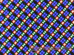 Scharf erkennbare RGB-Subpixel unter der glänzenden Oberfläche