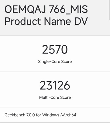 Geekbench Ergebnis zur N1X Konfiguration mit 20 Cores