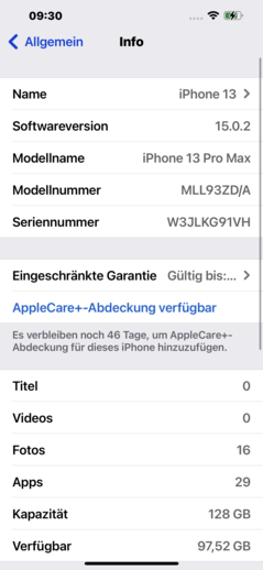 Software iPhone 13 Pro Max