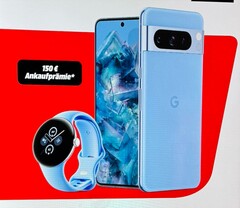 Frühe Käufer des Pixel 8 Pro erhalten eine Pixel Watch 2 kostenlos dazu. (Bild: Google)