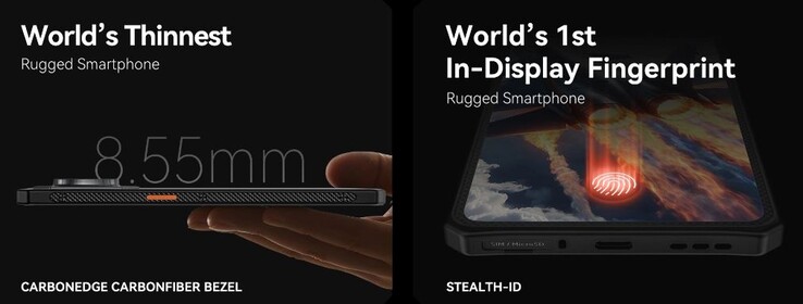 Beworben wird die geringe Dicke und der in den Bildschirm integrierte Fingerabdrucksensor