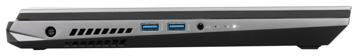 linke Seite: DC-in, 2x USB-A 3.0, 3,5-mm-Klinke