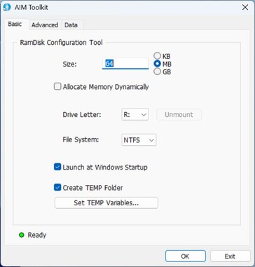 AIM Tookit: RAM Disk erstellen