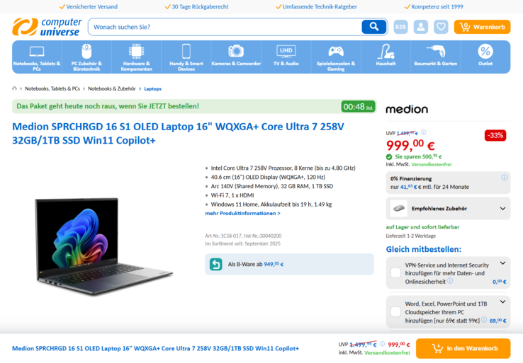 Medion SPRCHRGD 16 S1 für 999 Euro.