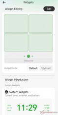 Die Anordnung verschiedener Widgets lässt sich einstellen