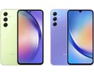 Das Samsung Galaxy A54 (links) und das Galaxy A34 (rechts) sollen beide in jeweils vier Farben auf den Markt kommen. (Bild: WinFuture)