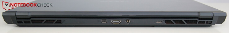 Hinten: MiniDP, HDMI, Strom, USB-C 3.2 Gen2 (mit Displayport)