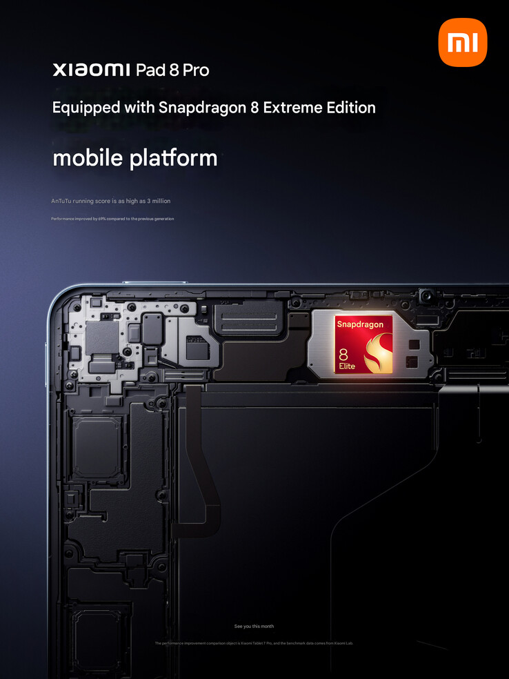 Xiaomi hat den SoC des Pad 8 Pro Tablets offiziell enthüllt (Bildquelle: Xiaomi - maschinell übersetzt)