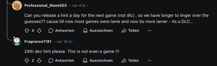 Es bleibt zu hoffen, dass das nächste Spiel am 24. Dezember mehr zu bieten hat (Bildquelle: Reddit)