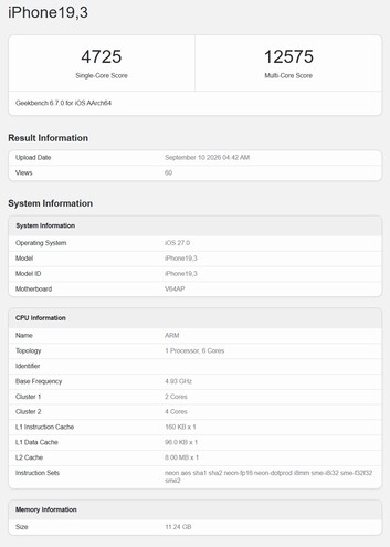 Der Apple A20 Pro zeigt auf Geekbench 6.7 was in ihm steckt.