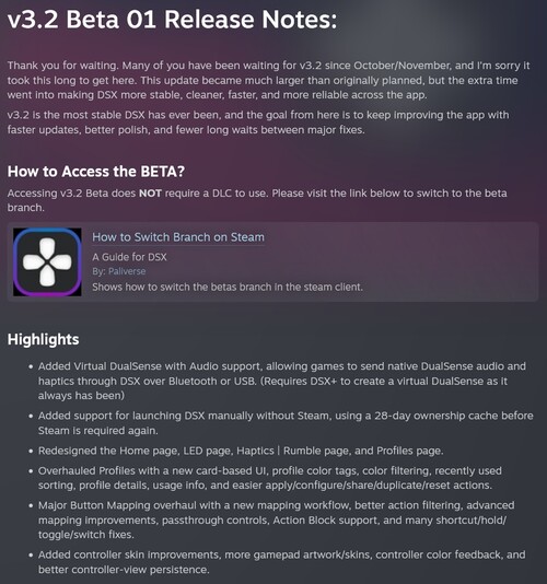 DSX v3.2 Beta 01 Features