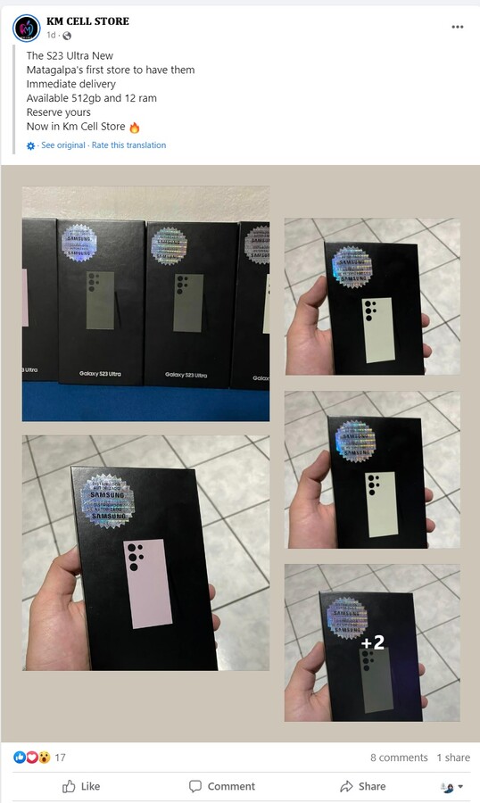 Ein Händler aus Nicaragua verkauft das Samsung Galaxy S23 Ultra bereits.