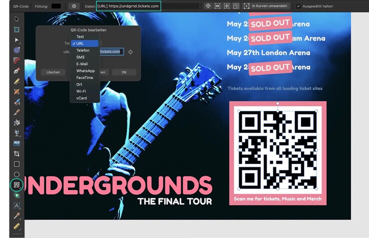 Affinity 2.5 kann QR-Codes erzeugen.