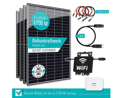 Leistungsstarkes Balkonkraftwerk mit drosselbarem Wechselrichter (Bild: Ja Solar, Herf, Pianeta)