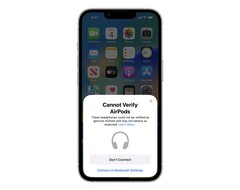 iPhone-Nutzer erhalten nach dem Update auf iOS 16 eine Warnung, wenn gefälschte AirPods gekoppelt werden. (Bild: Apple)