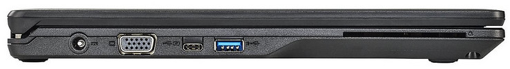Linke Seite: Netzanschluss, VGA-Port, 1x USB-3.1-Gen1-Typ-C, 1x USB-3.1-Gen1-Typ-A, SmartCard-Reader