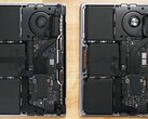 Es gibt kaum Unterschiede zwischen dem M1 MacBook Pro (rechts) und dem M2 MacBook Pro (links). (Bild: iFixit)
