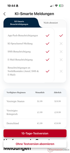 Zusatzfunktionen im Abo