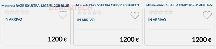 Das Motorola Razr 50 Ultra startet offenbar in drei Farben für rund 1.200 Euro. (Bild: Deal n Tech)