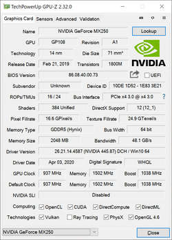 GPU-Z GeForce MX250