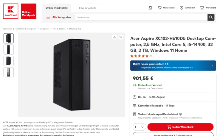 Acer Aspire XC102 (DT.BR6EG.005) für 901,55 Euro.