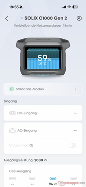 Die Übersicht zeigt Akkustand...