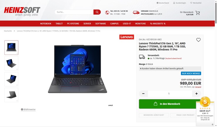 Lenovo ThinkPad E16 G2 (21M5002DGE) für 989 Euro.