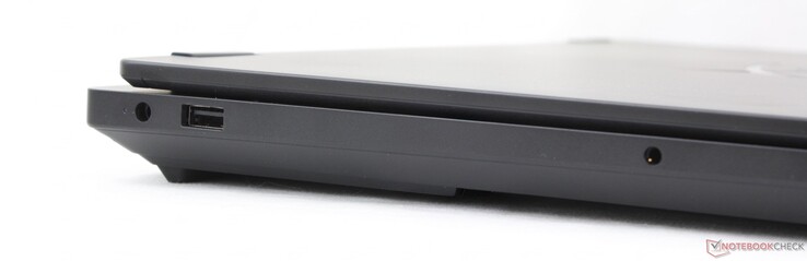 Links: Netzteilanschluss, USB-A (10 Gbit/s), 3,5-mm-Headsetanschluss