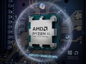 AMD Ryzen AI PRO 400 Serie mit AI-generiertem Copilot-Hintergrund.