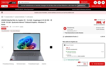 Media Markt Deutschland verkauft den Laptop für 599 Euro.