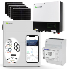Solaranlage mit Growatt-Speicher, Hybrid-Wechselrichter und 16 Solarmodulen