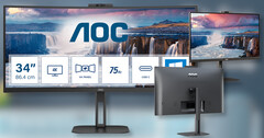 AOC 24V5CW, Q27V5CW und CU34V5CW: Neue USB-C-Monitore mit Webcam.