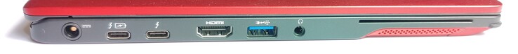 Linke Seite: Netzanschluss, 2x Thunderbolt 3, HDMI, 1x USB Typ-A 3.1 Gen1, 3,5-mm-Klinkenanschluss, Smartcard-Reader